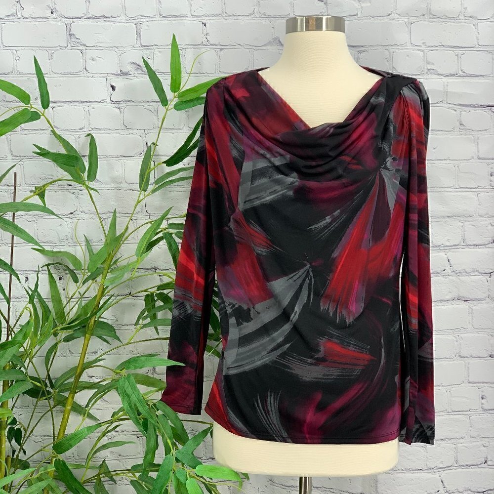 🎉Worthington Stretch Red, Maroon & Black Top - Picture 1 of 6